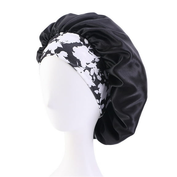Lroveb Turbans for Women Head Wrap Hijab Womens Satin Printed Wide-Brimmed Hair Band Sleep Cap Chemotherapy Hat Beanie Hat