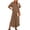 Coffee, variant on Plus Size Loose Dress Semi Formal Casual V-Neck Maxi Dress Loose Short Sleeve Long Dress Khaki 2X