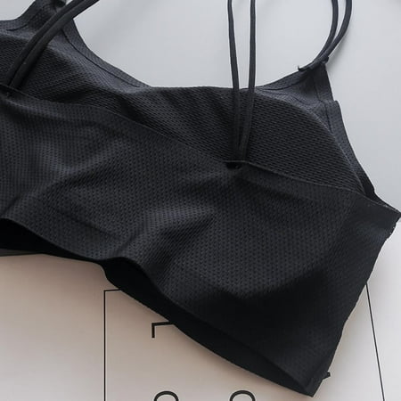 

Qcmgmg Wireless Bra for Women Solid Female Full Coverage Bralette Black One Size