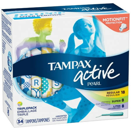 6 Pack - Tampax Pearl Active Triplepack Tampons, 34 ea