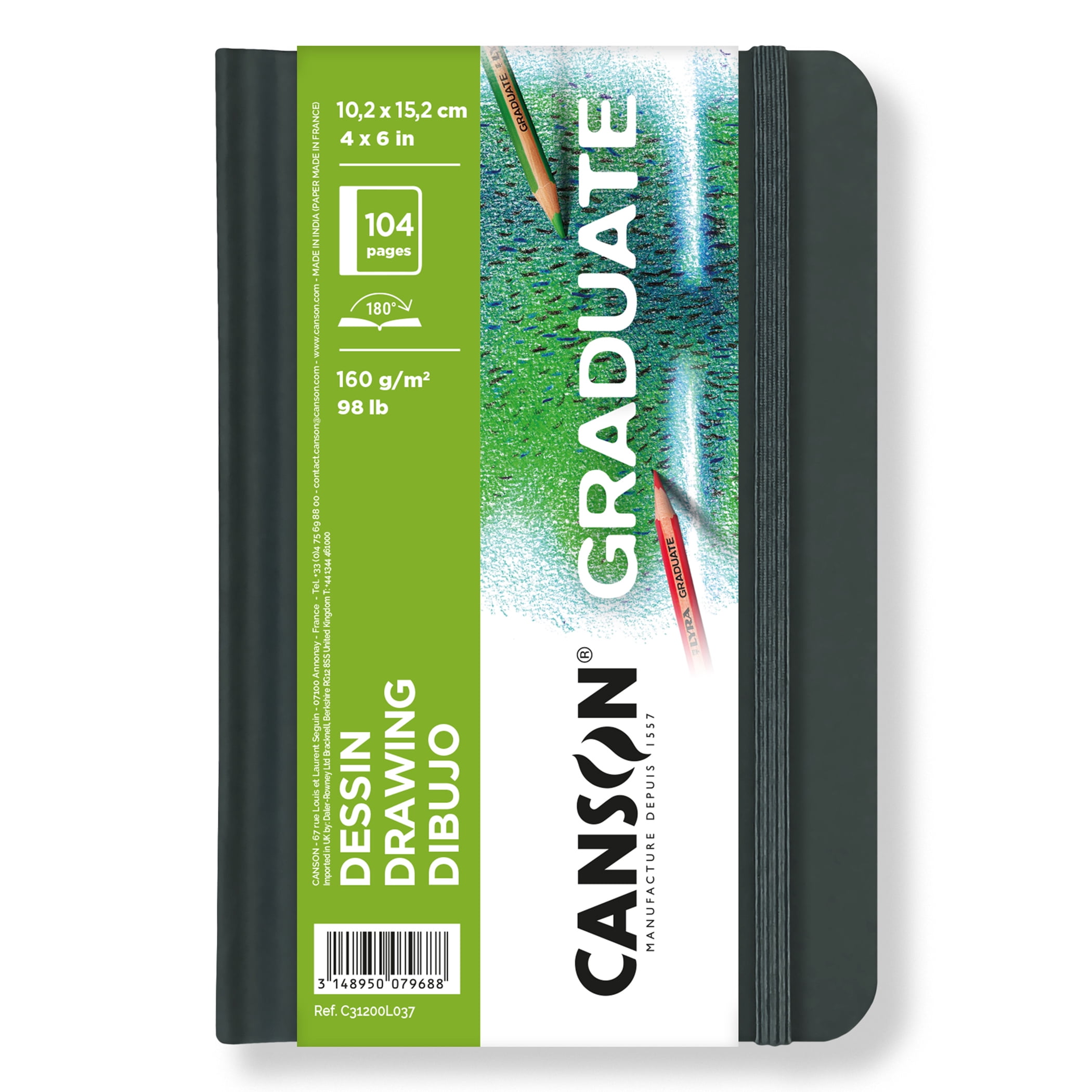 Canson Graduate Drawing Art Book, Hard Cover Binding, 52 Sheet, 4x6 inch, Pack of 5