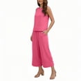 thumbnail image 6 of Akmaiox Two Piece Sets for Women Sleeveless Tank Tops Elastic Waist Drawstring Wide Leg Pants with Pockets Trendy Stripes Casual Loose Summer Vacation Lounge Sets S-3XL, 6 of 10