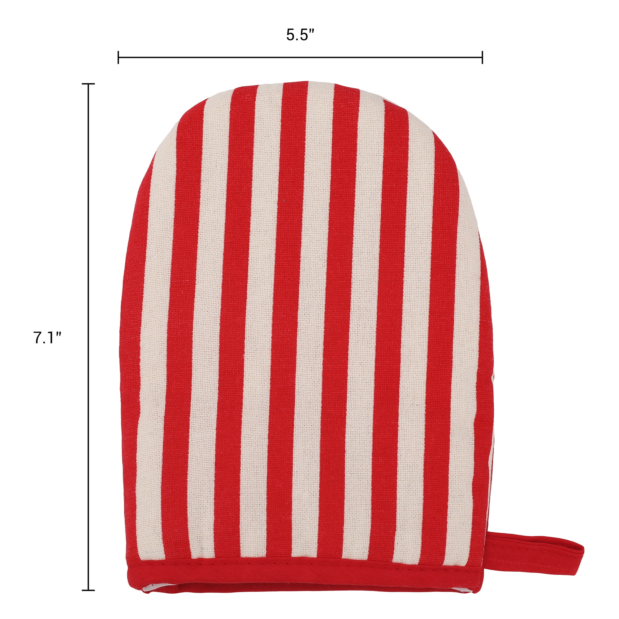 Unique Bargains Oven Mitts Heat Resistant Cooking Gloves Red Stripes 7.1x5.5inch