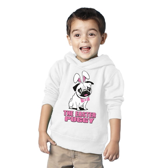 Easter Puggy Hooded Sweatshirt for Kids - Toddler Pullover 2T 4T 5/6 - Christian Holiday Easter Hoodie for Boys for Girls