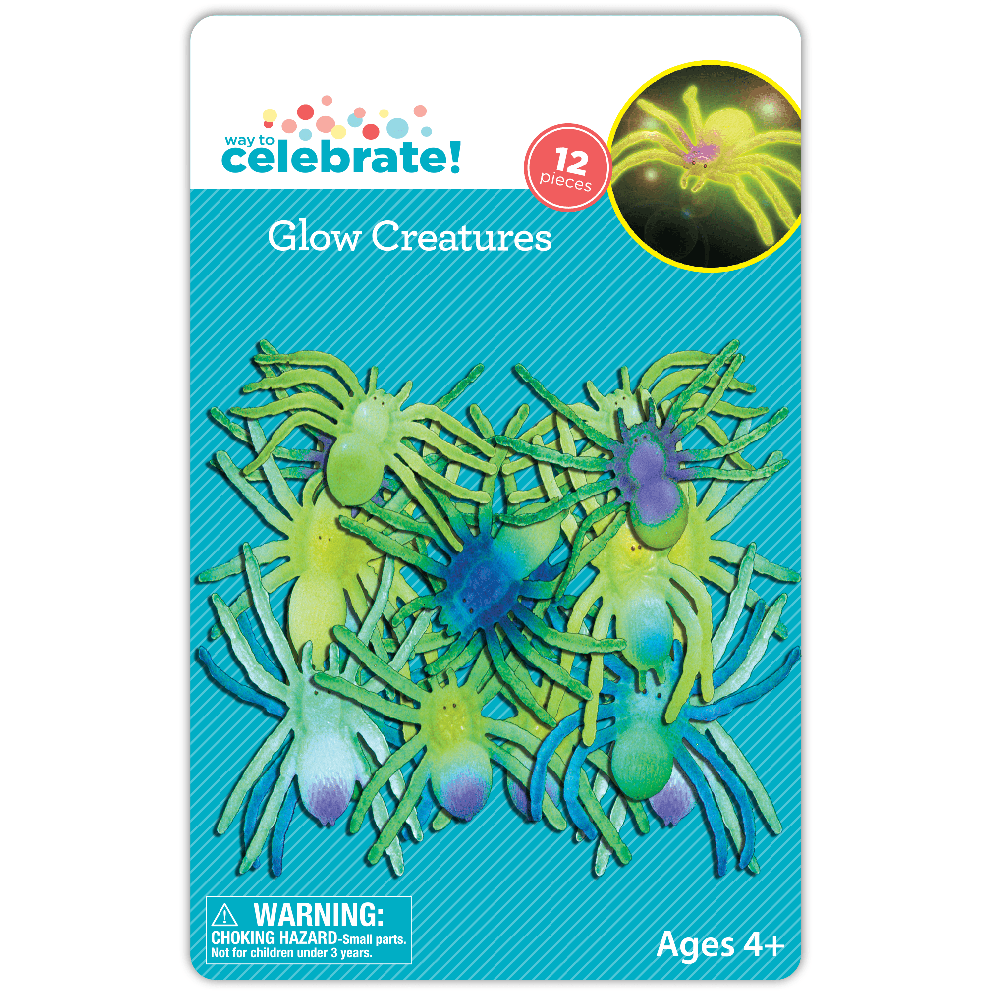 Way To Celebrate 12 Pack Glow In The Dark Creatures Party Favors, Assorted
