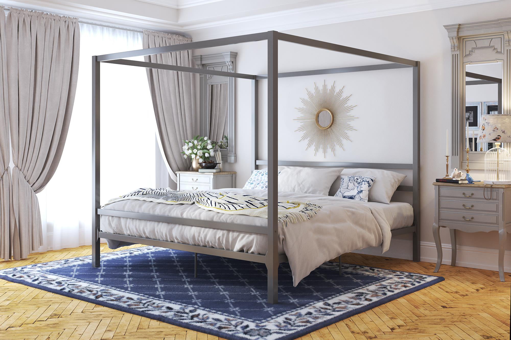 gold canopy bed full size