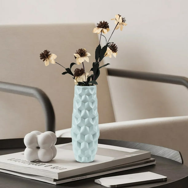 Jarrón para decoración de sala de estar, estante para jarrones, decoración con flores secas, diseño moderno, estilo contemporáneo, para el hogar, 2 niveles, base de madera, material