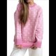 thumbnail image 1 of Suéter de Larga para Mujer, Suéteres Cortos de Gran Tamaño de Otoño, Tops de Punto con Cuello Redondo y Estampado de Velero Informal Rosa S, 1 of 10