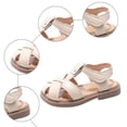 thumbnail image 7 of Girls Fisherman Sandals Soft Leather Closed Toe Princess Flat Shoes Summer Casual Breathable Strappy Beach Shoes White 8.5 Toddler, 7 of 7