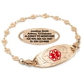 thumbnail image 1 of MedicEngraved Rose Gold Stainless Steel Custom Medical Alert Bracelet - 5mm Heart Link, 1 of 7