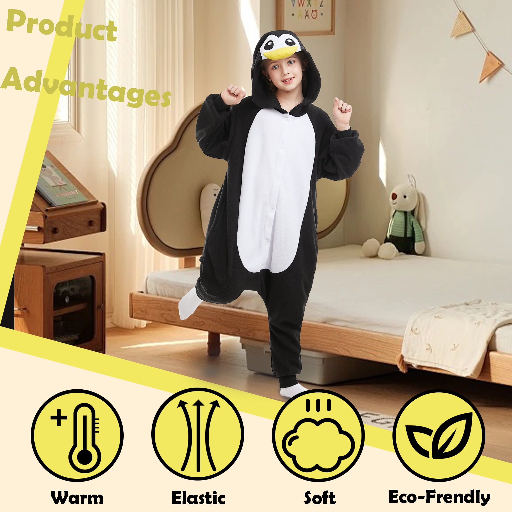 Penguin Onesie Kids CANASOUR Cosplay Animal Christmas Pajamas Polyester Girls Boys Suit 6-8 Years