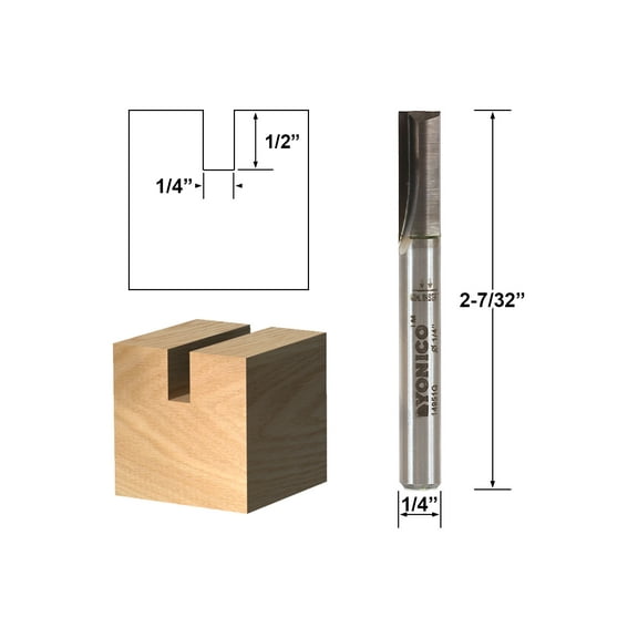 Yonico Carbide Straight Router Bit - 1/4" Dia. X 3/4" Length - 1/4" Shank - 14951q