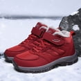 thumbnail image 3 of Outdoor Snow Boots for Women Men Waterproof Nonslip Hiking Winter Booties Lace up Hook and Loop Athletic Ankle Boots Red 9, 3 of 7