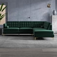 thumbnail image 3 of Castle Modern Pillow Back Velvet Right-Facing Upholstered Sectional in Green, 3 of 5
