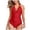 Red, variant on Womens Retro One Piece Swimsuit with Tummy Control, Ruched Vintage Bathing Suit for Long Torso & Curvy Figures, Halter Neck