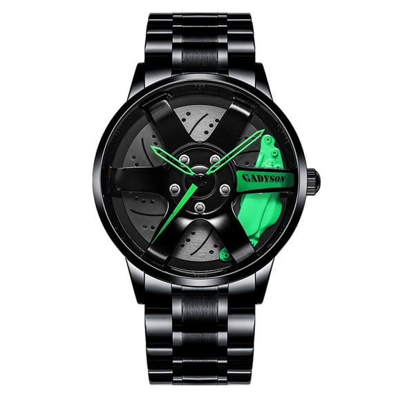 SUSHNAG Skeleton Steel Band Watch Men'S Watch Sport Mesh Wheel Quartz Car Watch Fashion Hub Rim Watch Men'S Watch