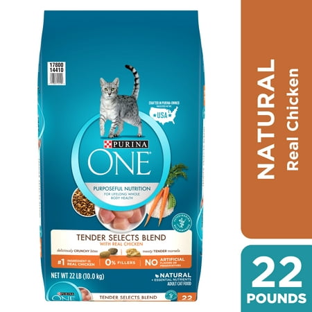 Purina One Tender Selects with Real Chicken Natural Dry Cat Food, 22
