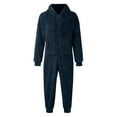 thumbnail image 3 of Men Artificial Wool Long Sleeve Pajamas Casual Solid Color Zipper Loose Hooded Jumpsuit Pajamas Casual Winter Warm Rompe 1 Piece Suit On Sleepwear, 3 of 4