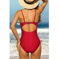 thumbnail image 5 of Attraco Women One Piece Swimsuit Solid Color Back Cutout Adjustable Straps, 5 of 5