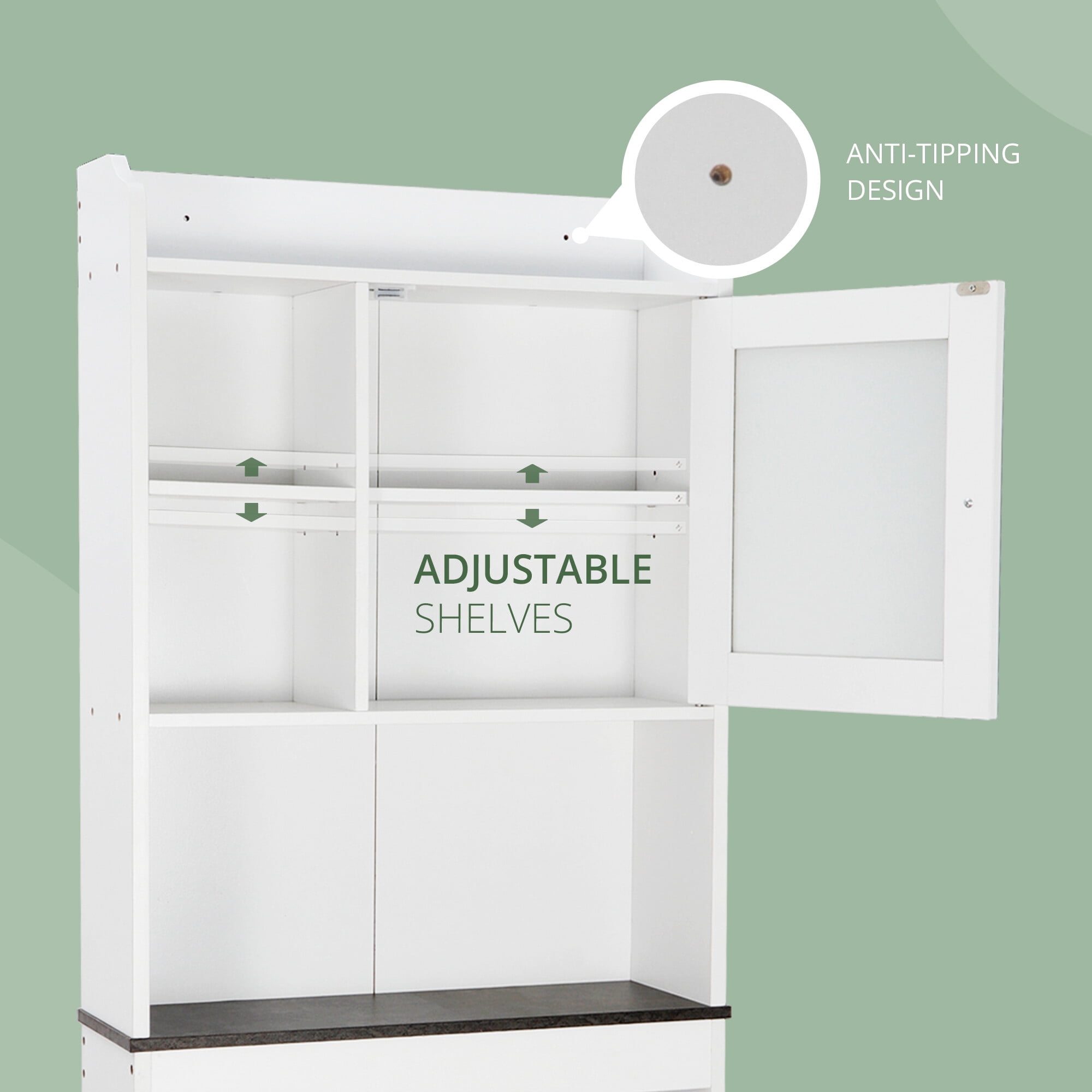HomGarden Over The Toilet Storage Bathroom Cabinet Adjustable Organizer 7.3-in Width, White