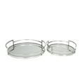 thumbnail image 5 of DecMode 19", 14"W Silver Stainless Steel Metal Mirrored Tray with Elevated Rim and Handles, 2-Pieces, 5 of 11