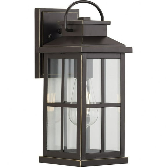 Williamston Collection One-Light Antique Bronze and Clear Glass Transitional Style Medium Outdoor Wall Lantern