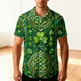 thumbnail image 5 of UVEASISHA Mens St. Patrick's Day Hawaiian Shirts Short Sleeve Green Clover Printed Beach Shirt Lapel Collar Button Down Irish Shamrock Graphic Shirts Green#27 L, 5 of 9