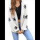 thumbnail image 3 of Suéter de Punto Tipo Cárdigan de Larga con Estampado de Copos de Nieve para Mujer, Abrigo Abierto por Delante. Crema M, 3 of 10