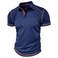 thumbnail image 3 of IDOPIP Men's Color Block Polo Shirts Classic Button Basic Short Sleeve Shirt Golf Stylish Tops, 3 of 7