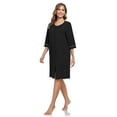 thumbnail image 6 of EA'S SECRET Women's Lightweight 100% Cotton Mid-Length Robe Zip Front Bathrobe 3/4 Sleeve Spa Kimono Robe Bridesmaid Bride Party Robes Sleepwear Bath Robes with Pockets(Black,L), 6 of 8