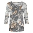 thumbnail image 5 of Fiudx Camisas para Mujer Moda Mujer Impresión Cuello Redondo Manga 3/4 Camiseta Pulóver Blusa Superior, 5 of 5