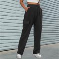 thumbnail image 2 of Cargo Pants Women Elastic Waist Straight Leg Pockets Sweatpants Sports Workout Sweatpants Women, 2 of 3