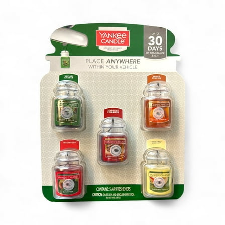 Yankee Candle Car Jar Ultimate Multipack Air Freshener, Holiday Scents (5 Count)