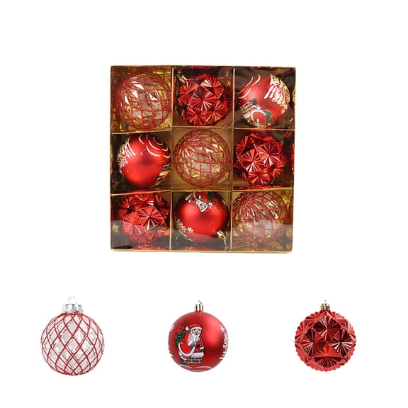 Virelaxpo Set of 9 Christmas Ornament Balls - 8cm Colorful Plastic Decorative Spheres for Tree Decor, Wreath, and Holiday Gift, with Pre-attached Loops