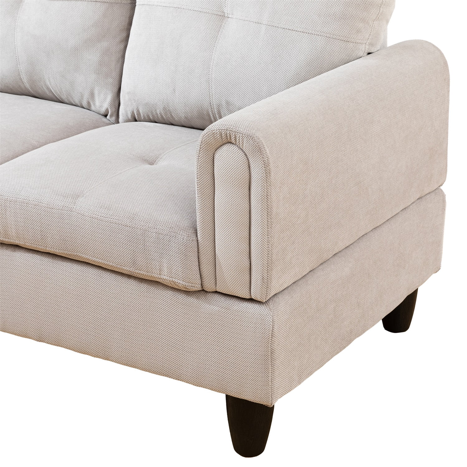 Hommoo L Shaped Couch Set Sectional Sofa Set, Corduroy Living Room Furniture Sets, 4-Seat Couches and Sofa Set for Home, Apartment, Dorm, Grey White(No Ottoman)
