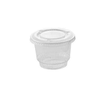 Qts No Lid Set of 50 Reusable & Disposable 8oz Parfait Snack Container Plastic Dessert Cups w/ Flat Lids (No Holes) ()