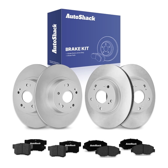 AutoShack Front & Rear Brake Rotors & Ceramic Pads for Honda, Civic 2015, FWD L4 2.4L - Coated - ArmorStop