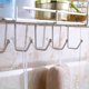 thumbnail image 5 of Estante de almacenamiento de acero inoxidable sin perforaciones para cocina, estante de pared, organizador con 6 ganchos (estante de almacenamiento + adhesivo)., 5 of 6