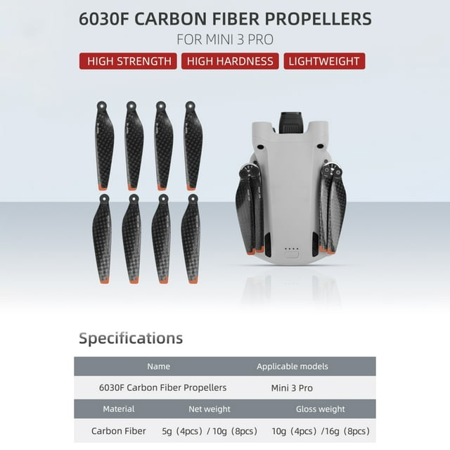 Hélice para drones BuyWeekMX de fibra de carbono Compatible con DJI Mini 3 Pro