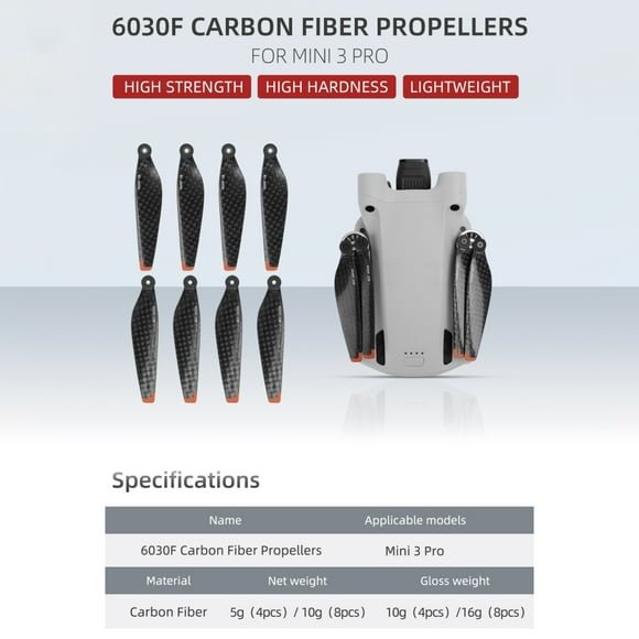 Hélice para drones BuyWeekMX de fibra de carbono Compatible con DJI Mini 3 Pro