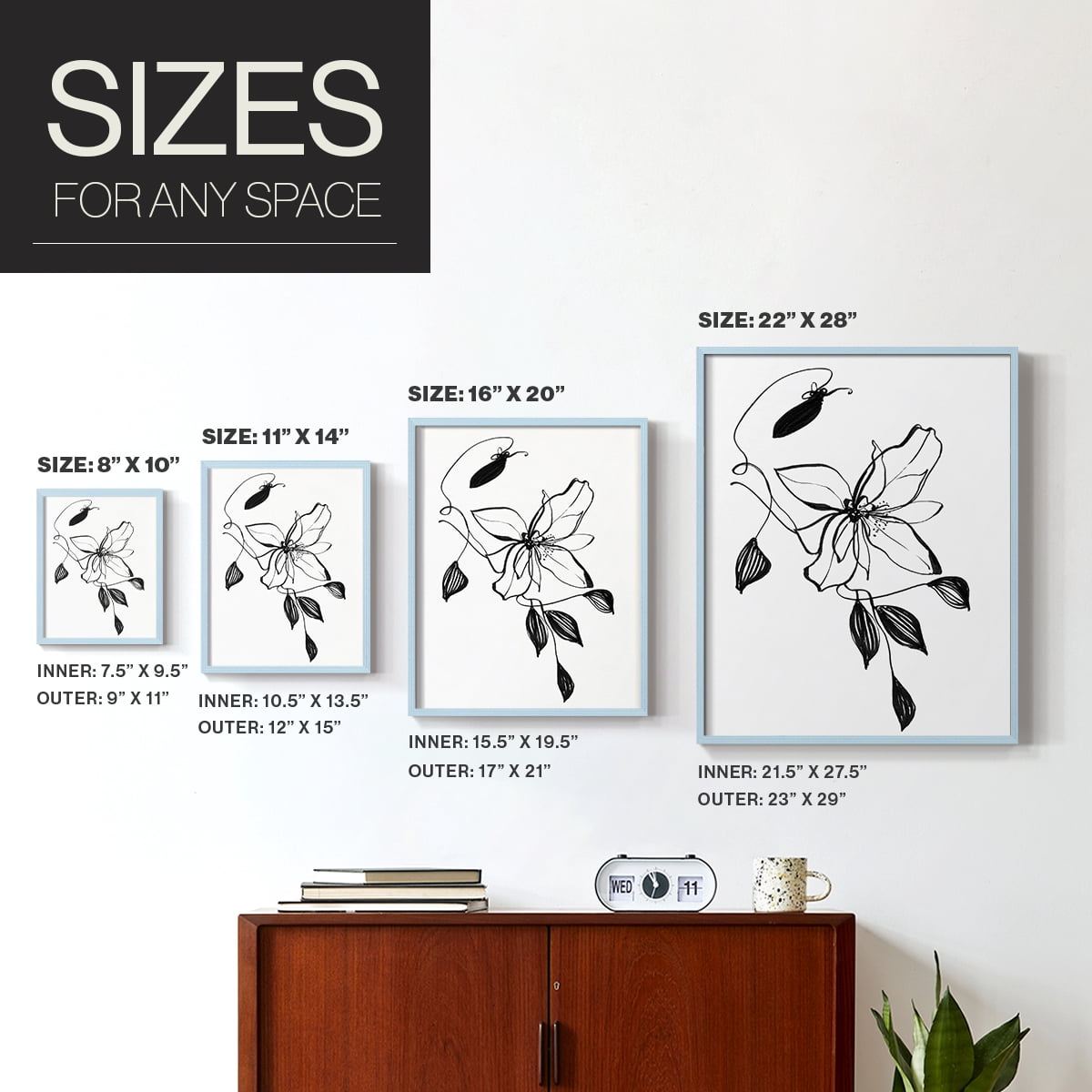Wild Clematis I Framed Print in Blue Solid Wood 11 x 14 Framed Print