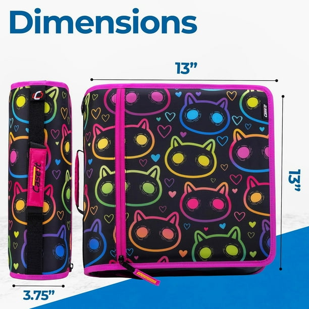 Case-it The Mighty Zip Tab Zipper Binder, 3 Inch O-Rings, 5 Color