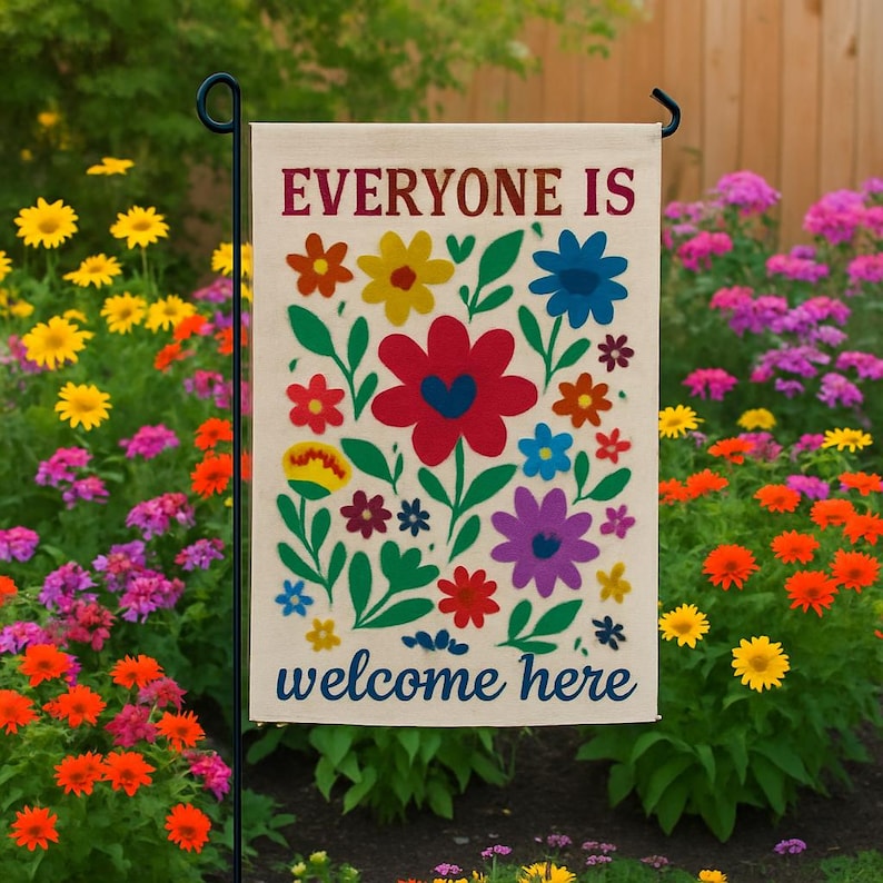 ViciArt Inclusive Garden Flag – 36”x60” Floral Welcome Banner, Bright Ally Yard Decor, Outdoor Sign