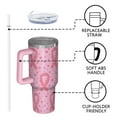 thumbnail image 4 of Pink Breast Cancer Ribbon Floral Pattern Tumbler with Handle and Lid,40oz Double Wall Vacuum Insulated Tumbler,Cups Gift for Women and Men, 4 of 7