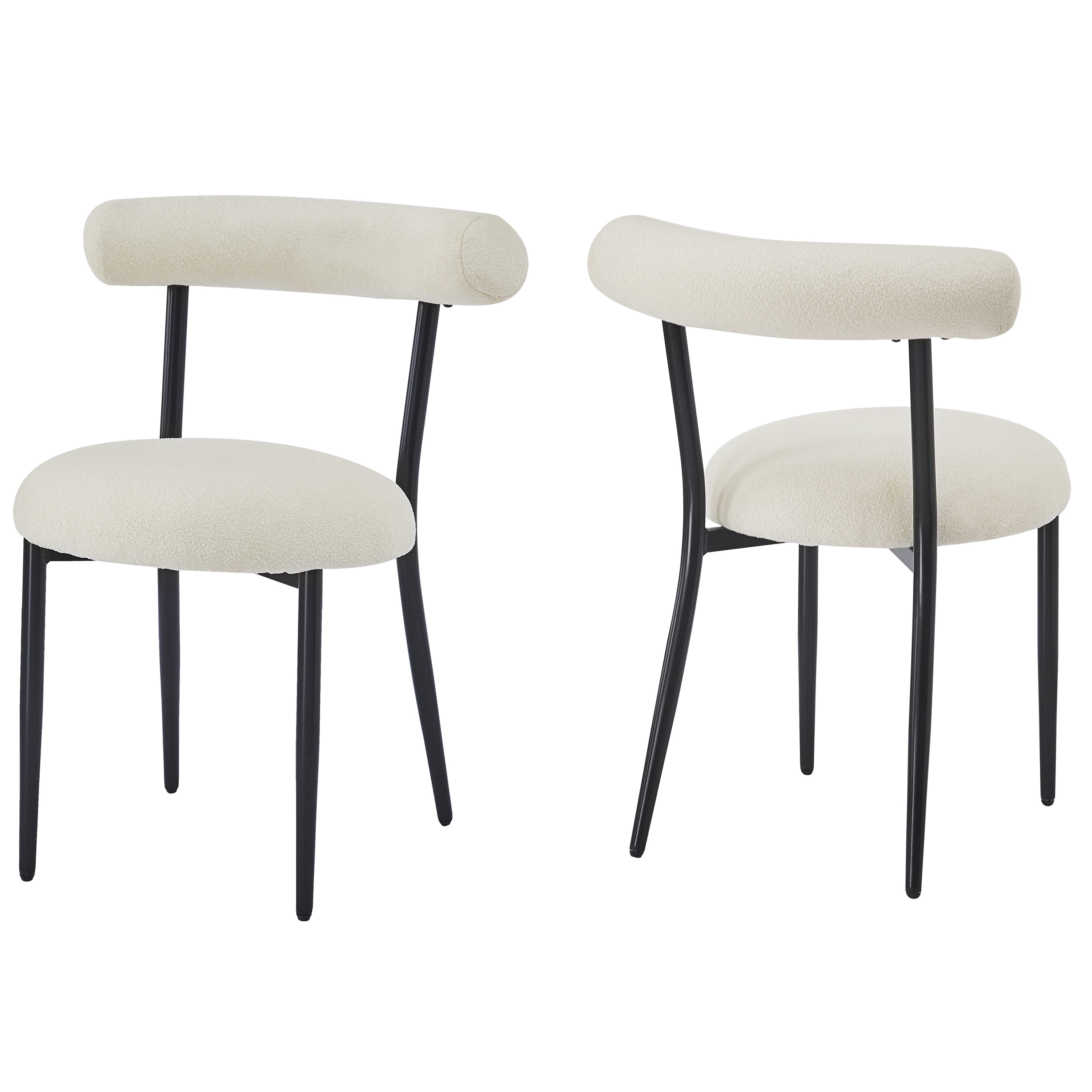 Euroco Set of 2 Modern Upholstered Barstools with Metal Frame and Open Back, 20.5'' Seat Height
