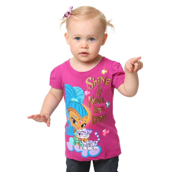 shimmer and shine little girls' toddler short sleeve t-shirt, purple, 2t