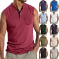 thumbnail image 5 of Chiccall Mens Gym Tank Tops with Pocket Summer Solid Sleeveless Casual Lightweight Button Muscle Tee Shirts Khaki, 5 of 5
