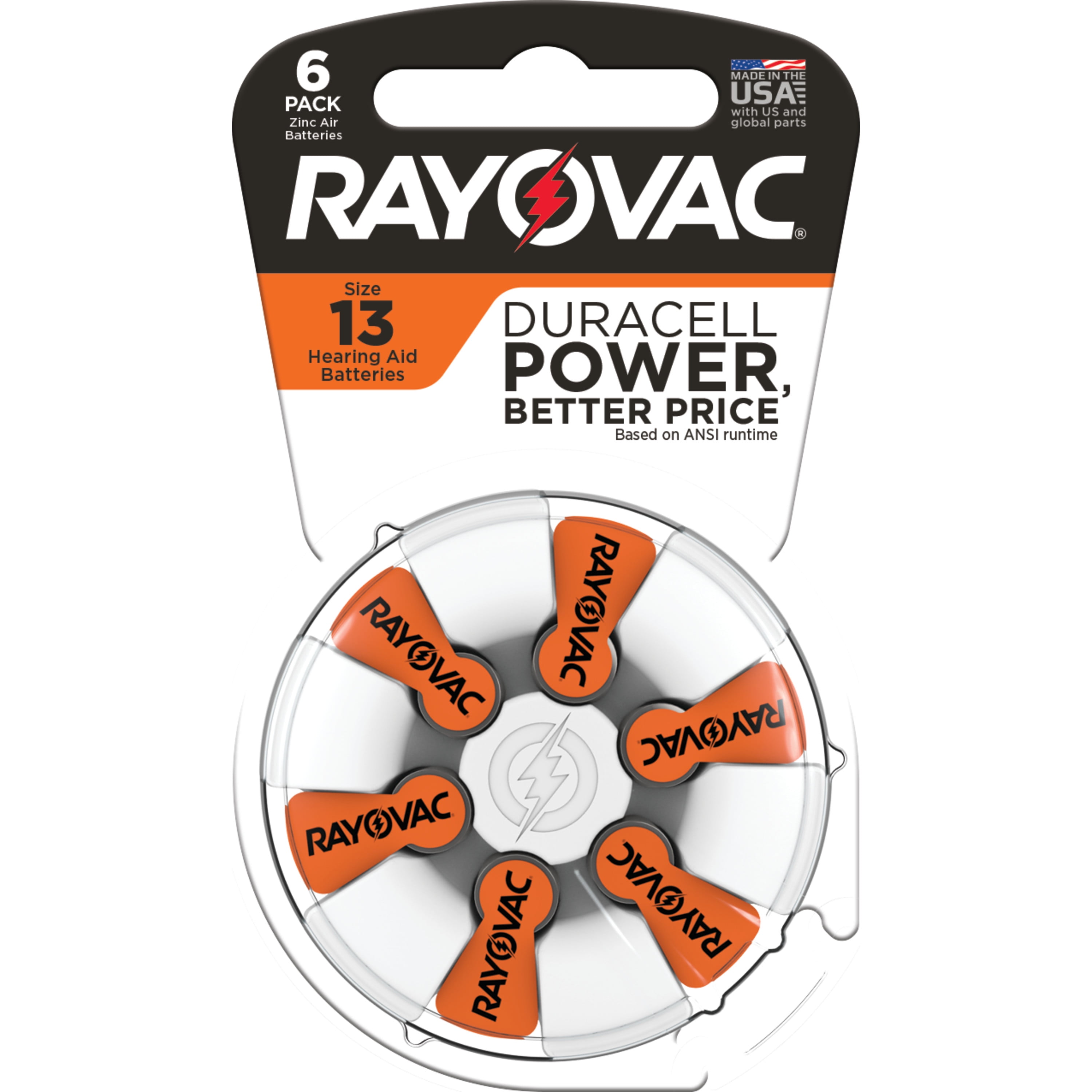 Rayovac Size 13 Hearing Aid Batteries (6 Pack), Size 13 Batteries