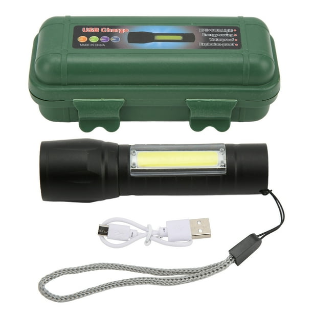 Linterna portátil Bling Bling recargable por USB con zoom COB
