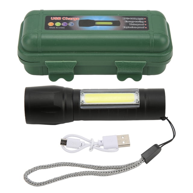 Linterna portátil Bling Bling recargable por USB con zoom COB